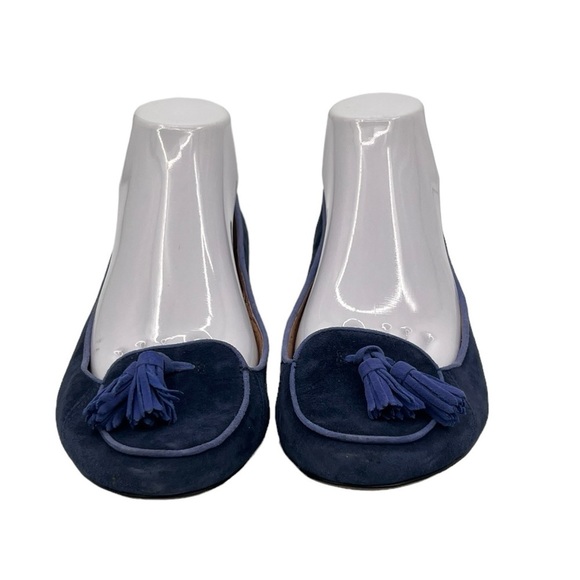 Ann Taylor Blue Suede Slip On Tassel Flats Size 9 1/2 Women’s - Picture 3 of 11